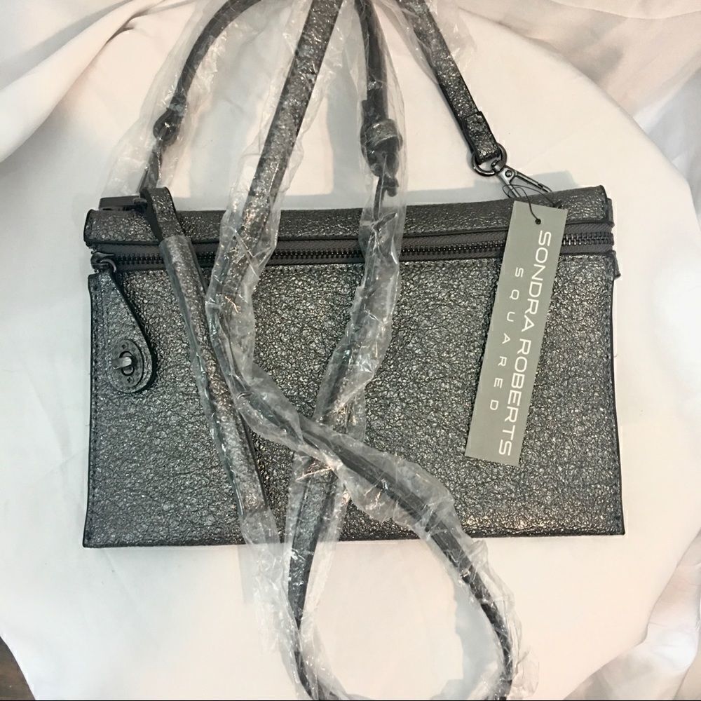 Sondra Roberts Gunmetal Crossbody Bag